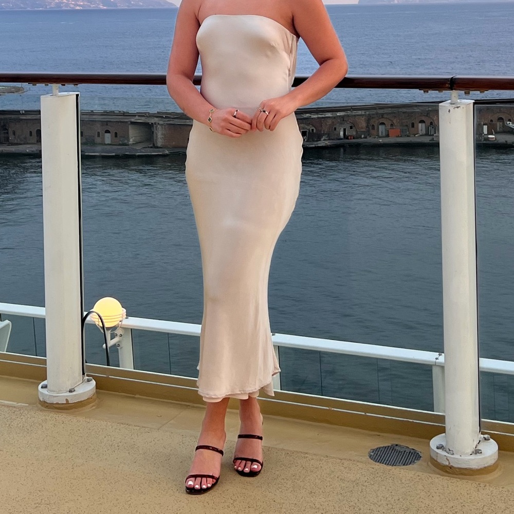 Meshki Strapless Champagne Dress